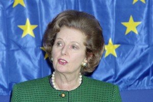 Margaret Thatcher delivers a press conference, on December 09, 1989 after a EEC European Community summit. 